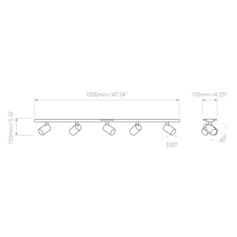 Matte Black 5-Light Adjustable LED Ceiling Spotlight