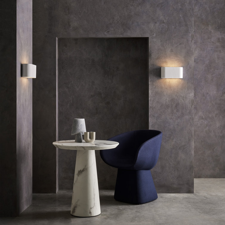 Contemporary Dimmable White Plastered LED Sconce with Crystal Embellishment