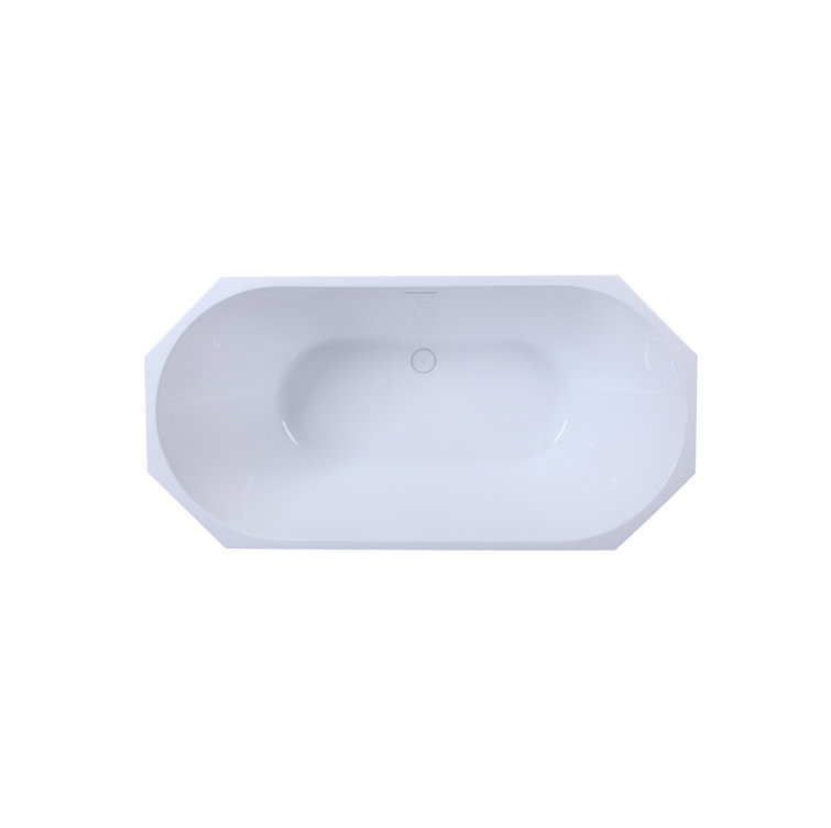 Ethen 59'' Glossy White Diamond-Cut Freestanding Acrylic Bathtub