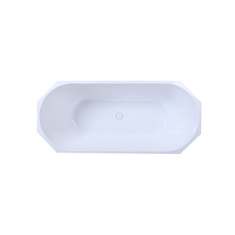 Ethen 67'' Glossy White Diamond Freestanding Acrylic Bathtub
