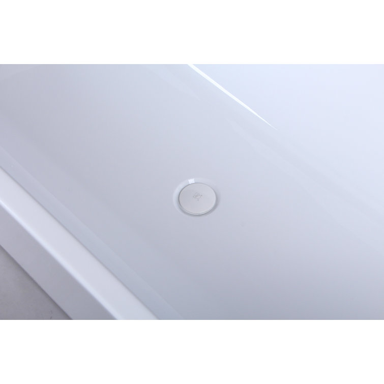 Ethen 67'' Glossy White Diamond Freestanding Acrylic Bathtub