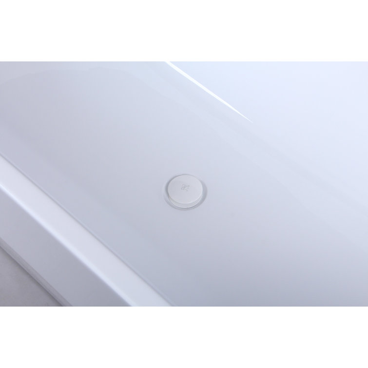 Ethen 67'' Glossy White Diamond Freestanding Acrylic Bathtub