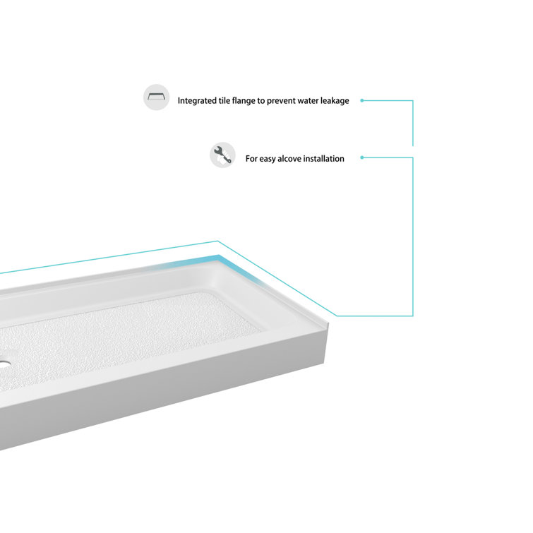 Glossy White 60x32 Inch Acrylic Single Threshold Shower Base