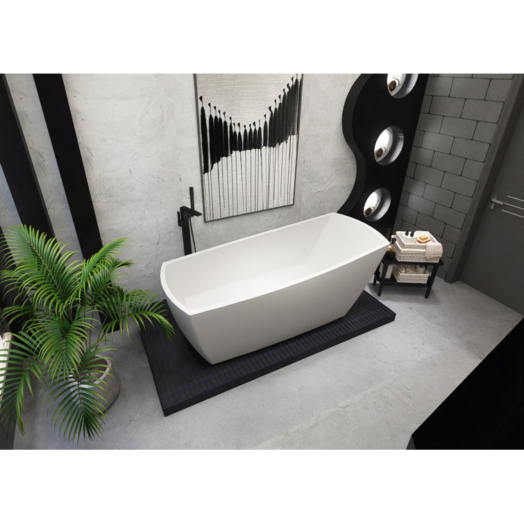 Brock 72'' Glossy White Freestanding Acrylic Soaking Bathtub