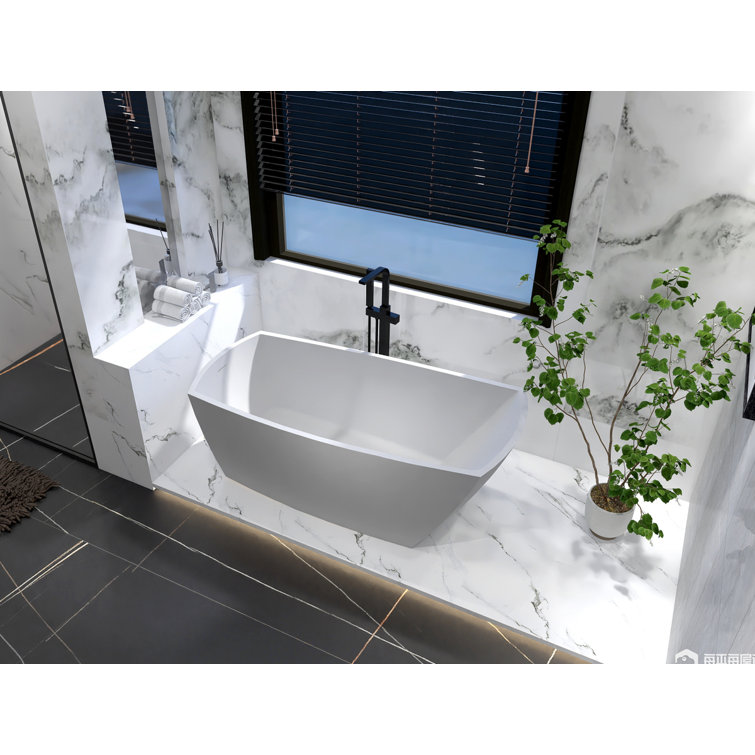 Brock 67'' Glossy White Freestanding Acrylic Bathtub