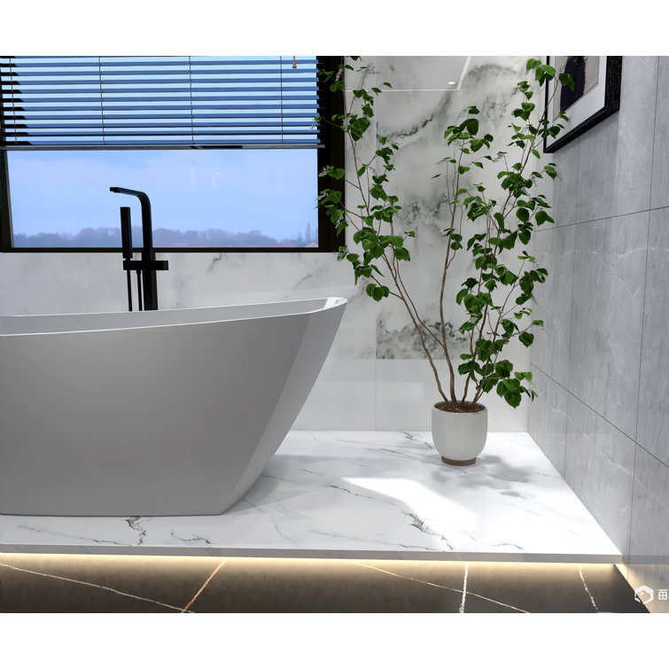 Brock 67'' Glossy White Freestanding Acrylic Bathtub