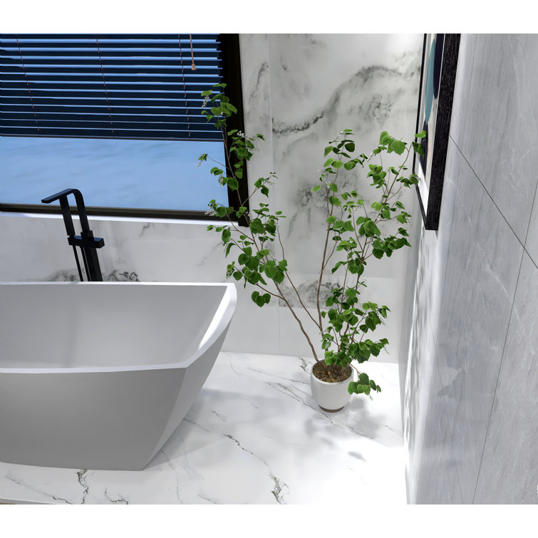 Brock 67'' Glossy White Freestanding Acrylic Bathtub
