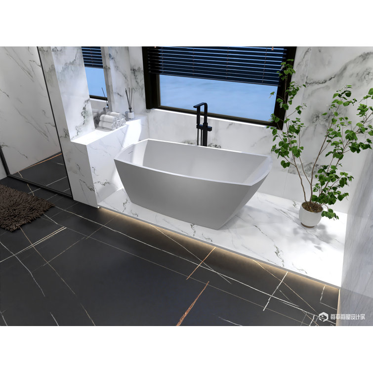 Brock 67'' Glossy White Freestanding Acrylic Bathtub