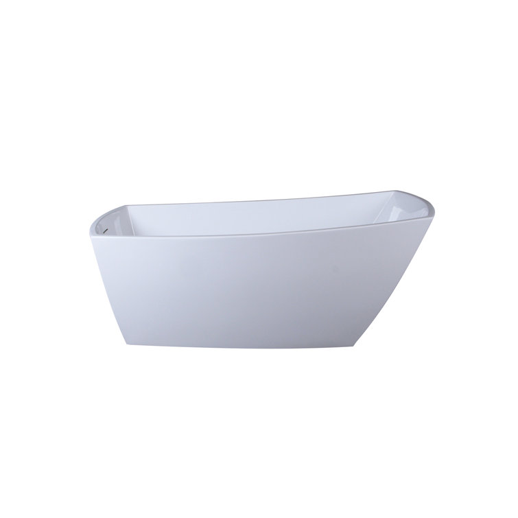 Brock 67'' Glossy White Freestanding Acrylic Bathtub