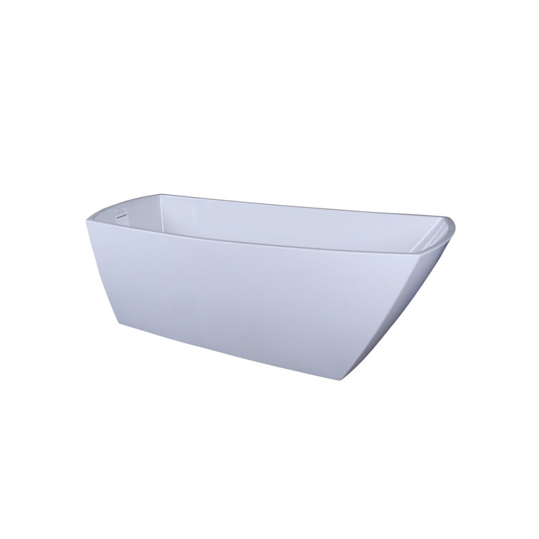 Brock 72'' Glossy White Freestanding Acrylic Soaking Bathtub