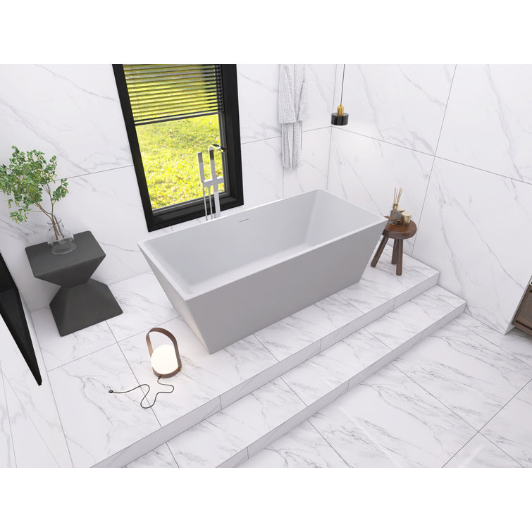 Turner 67'' Glossy White Freestanding Acrylic Bathtub
