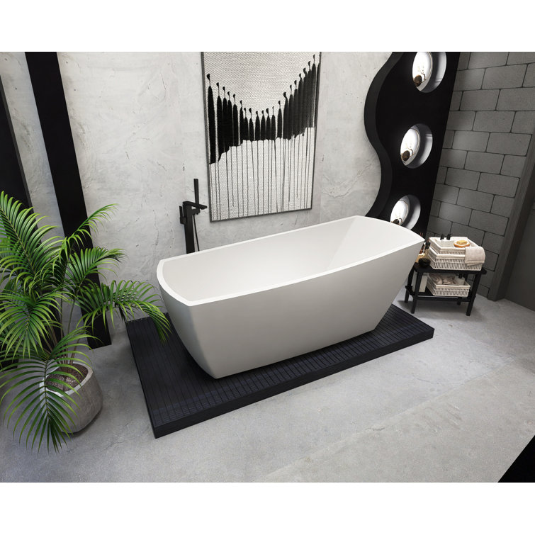 Brock 72'' Glossy White Freestanding Acrylic Soaking Bathtub