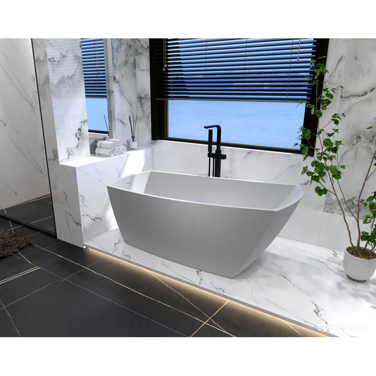 Brock 67'' Glossy White Freestanding Acrylic Bathtub