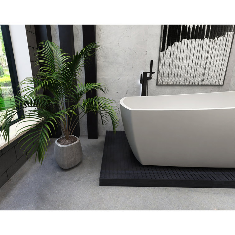 Brock 72'' Glossy White Freestanding Acrylic Soaking Bathtub