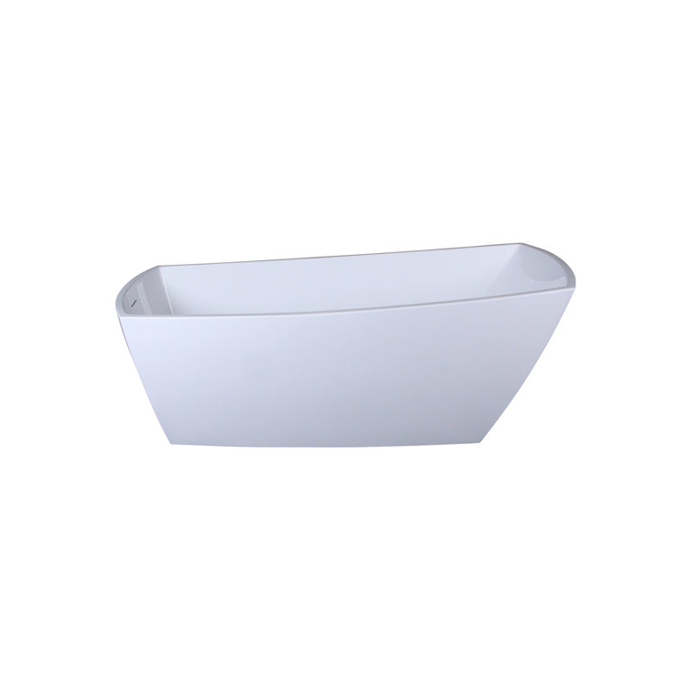 Brock 72'' Glossy White Freestanding Acrylic Soaking Bathtub