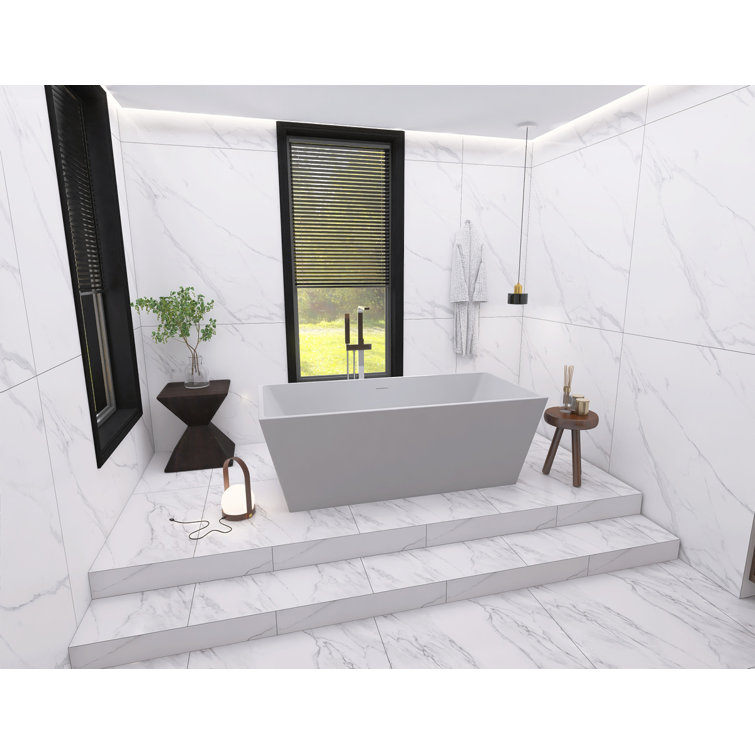 Turner 67'' Glossy White Freestanding Acrylic Bathtub