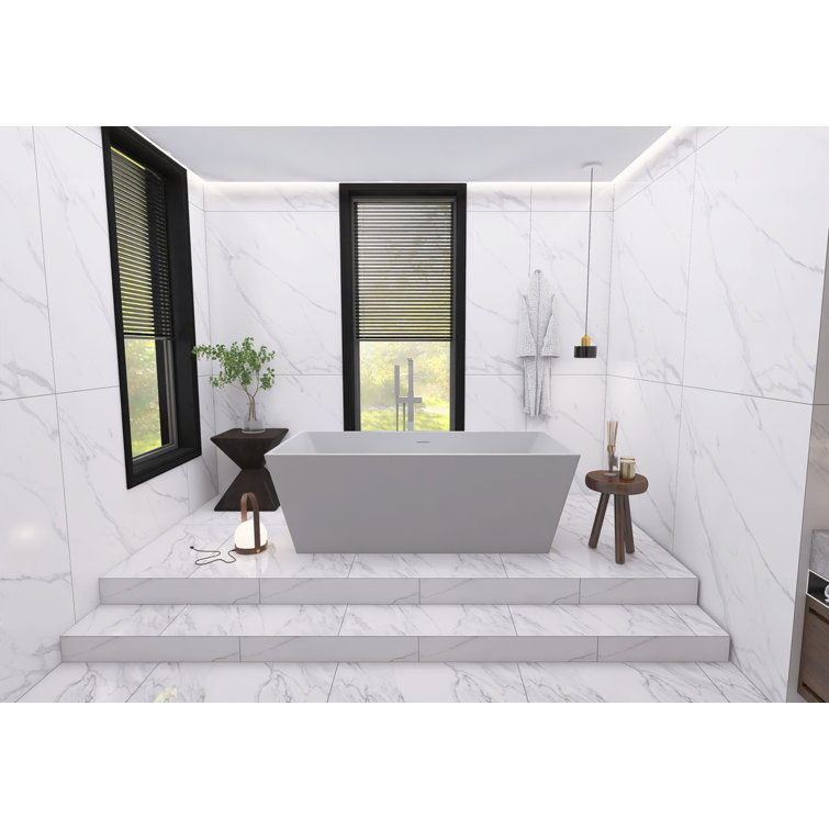 Turner 67'' Glossy White Freestanding Acrylic Bathtub