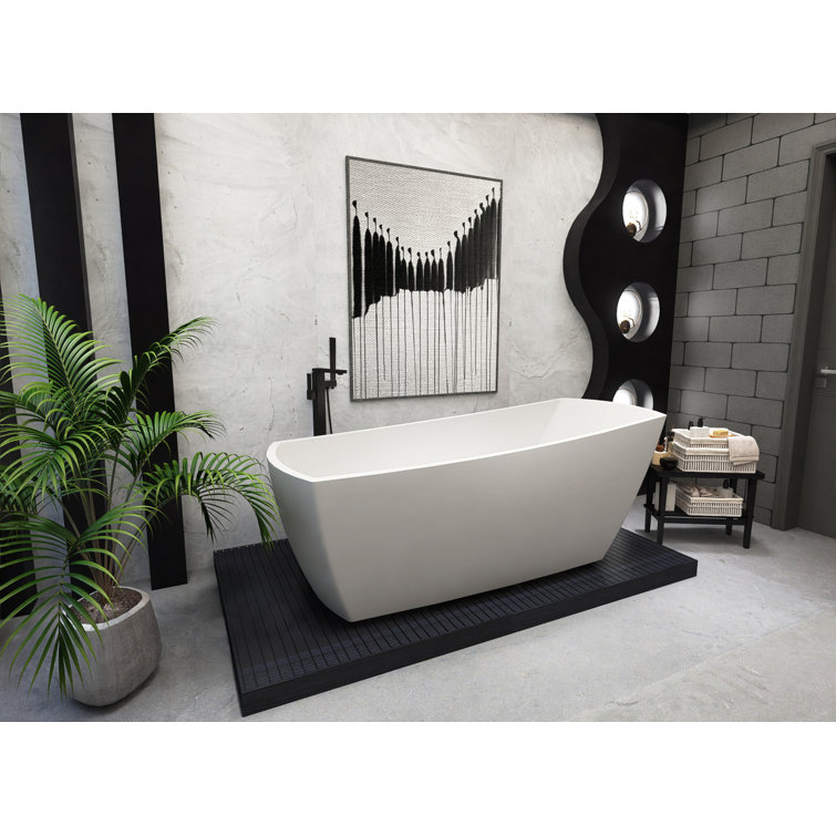 Brock 72'' Glossy White Freestanding Acrylic Soaking Bathtub