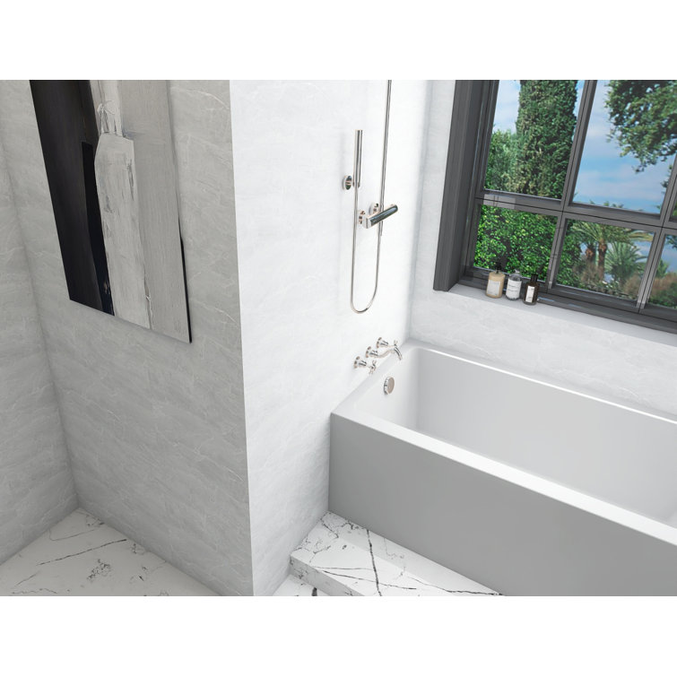 Niklaus 60'' Glossy White Acrylic Alcove Bathtub