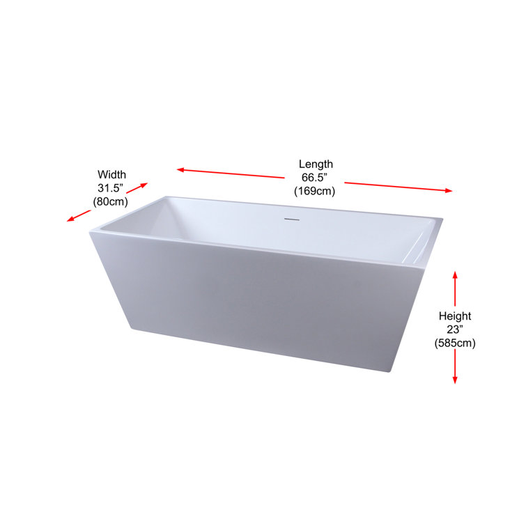 Turner 67'' Glossy White Freestanding Acrylic Bathtub