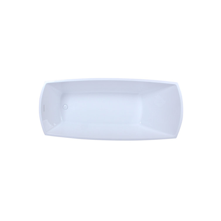 Brock 72'' Glossy White Freestanding Acrylic Soaking Bathtub