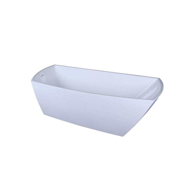 Brock 72'' Glossy White Freestanding Acrylic Soaking Bathtub