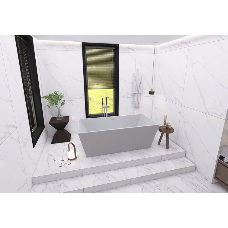 Turner 67'' Glossy White Freestanding Acrylic Bathtub