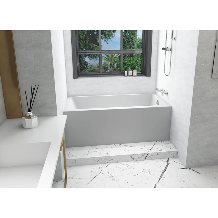 Niklaus 60'' x 30'' Glossy White Acrylic Alcove Bathtub
