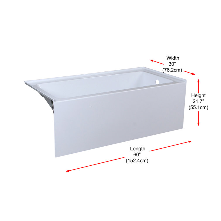 Niklaus 60'' x 30'' Glossy White Acrylic Alcove Bathtub