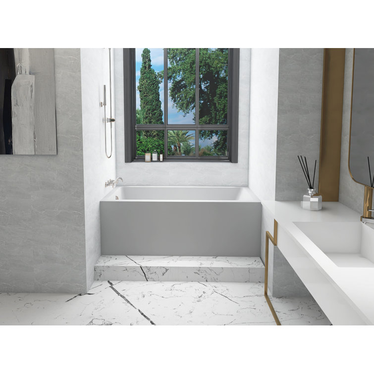 Niklaus 60'' x 32'' Glossy White Acrylic Alcove Bathtub