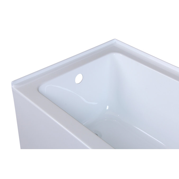 Niklaus 60'' Glossy White Acrylic Alcove Bathtub
