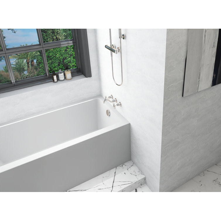 Niklaus 60'' x 30'' Glossy White Acrylic Alcove Bathtub