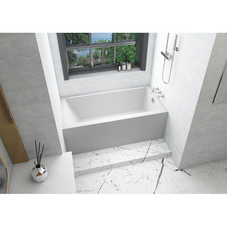 Niklaus 60'' x 30'' Glossy White Acrylic Alcove Bathtub