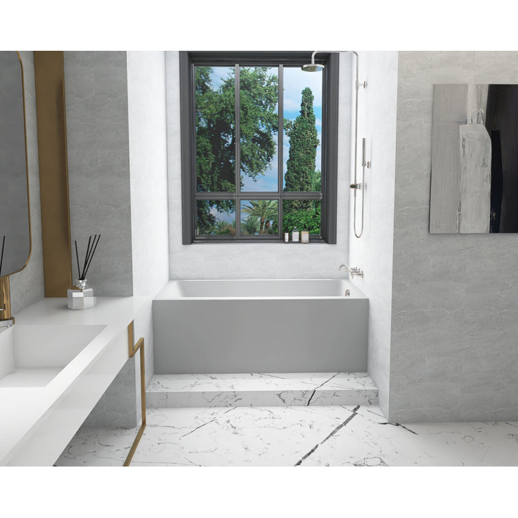 Niklaus 60'' x 30'' Glossy White Acrylic Alcove Bathtub