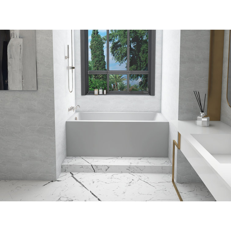 Niklaus 60'' Glossy White Acrylic Alcove Bathtub