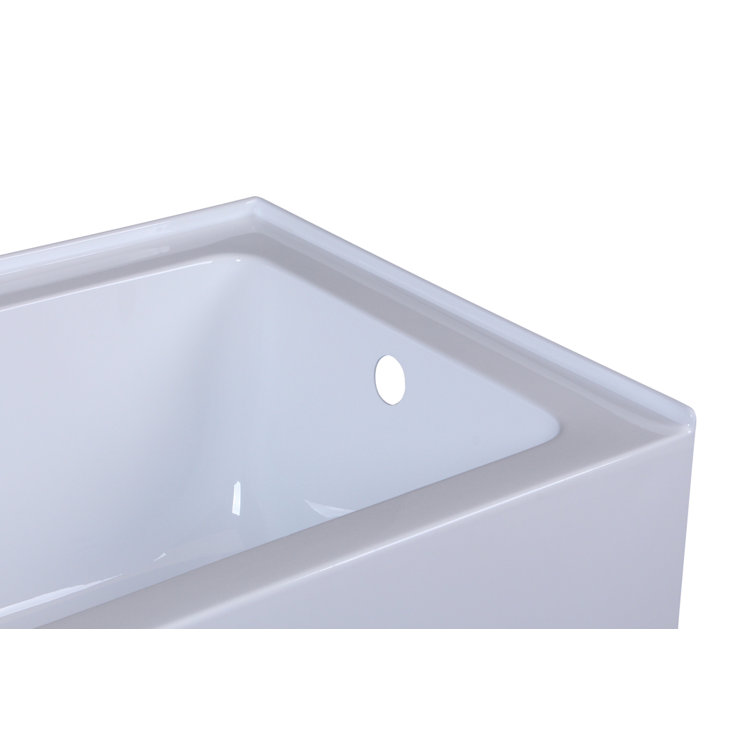 Niklaus 60'' Glossy White Acrylic Alcove Soaking Bathtub