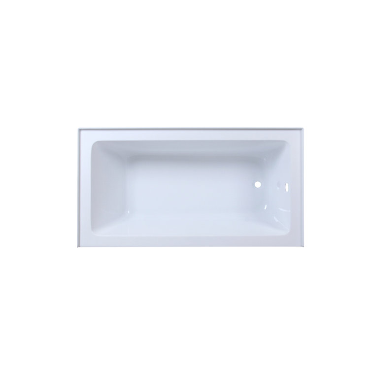 Niklaus 60'' Glossy White Acrylic Alcove Soaking Bathtub