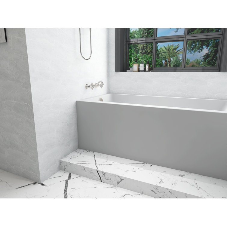Niklaus 60'' Glossy White Acrylic Alcove Bathtub