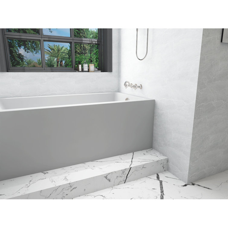 Niklaus 60'' Glossy White Acrylic Alcove Soaking Bathtub