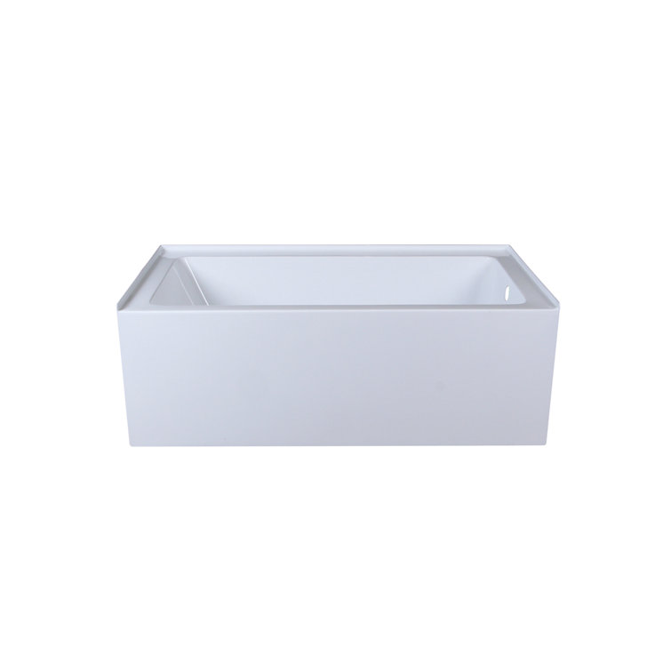 Niklaus 60'' Glossy White Acrylic Alcove Soaking Bathtub