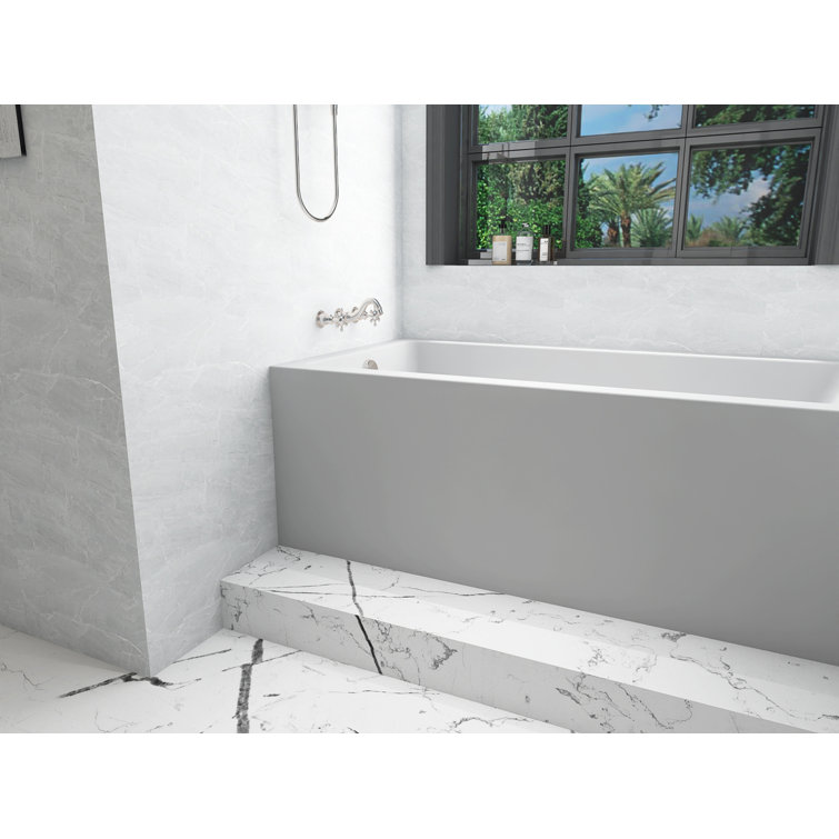 Niklaus 60'' x 32'' Glossy White Acrylic Alcove Bathtub