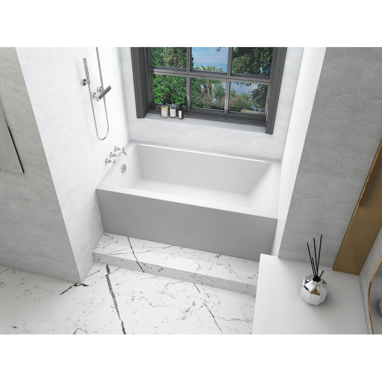 Niklaus 60'' x 32'' Glossy White Acrylic Alcove Bathtub