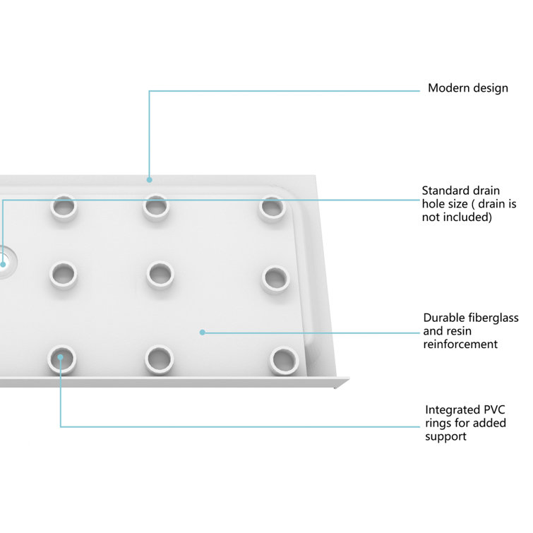 Glossy White 60'' x 32'' Acrylic Single Threshold Shower Base