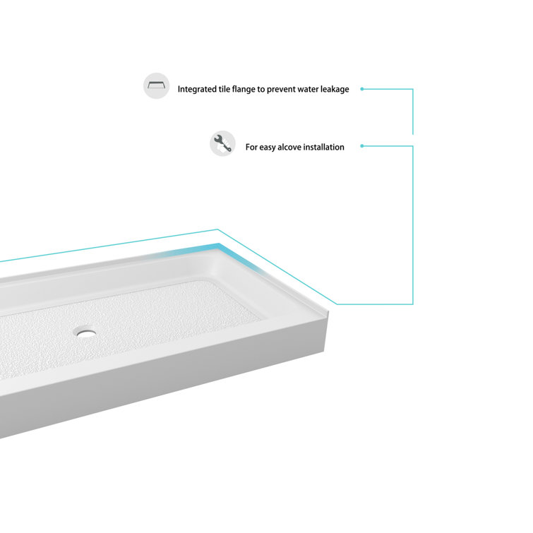 Glossy White 60'' x 32'' Acrylic Rectangular Shower Base