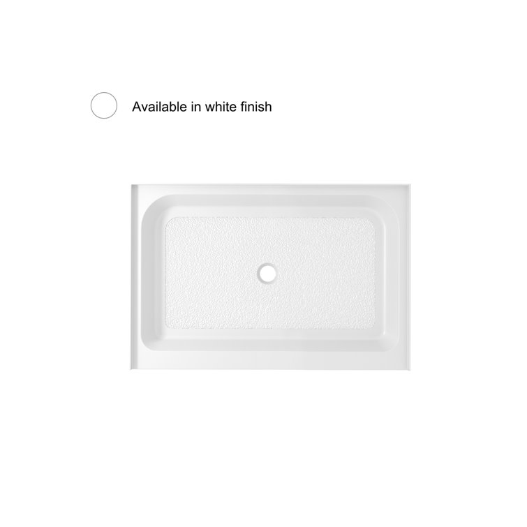 Glossy White 48x36 Inch Acrylic Shower Base with Center Drain