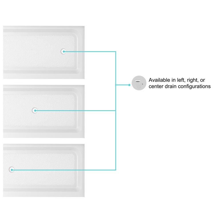Glossy White 60'' x 32'' Acrylic Single Threshold Shower Base