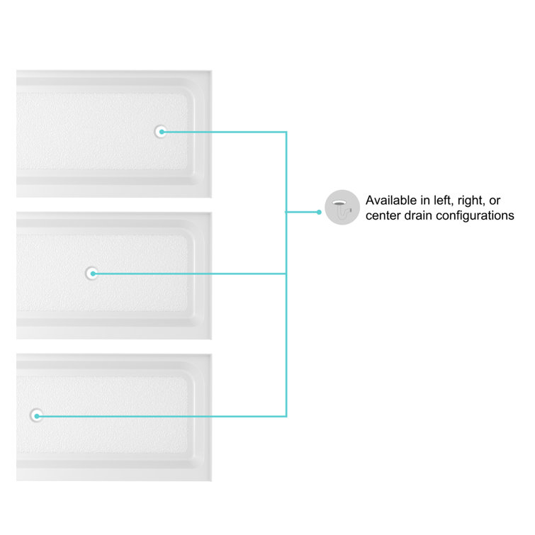 Glossy White 60'' x 32'' Acrylic Rectangular Shower Base