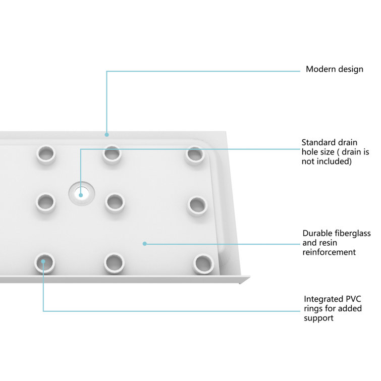 Glossy White 60'' x 32'' Acrylic Rectangular Shower Base