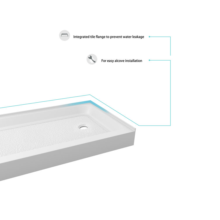 Glossy White 60'' x 32'' Acrylic Single Threshold Shower Base