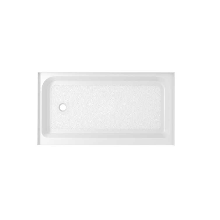 Glossy White 60'' Acrylic Rectangular Shower Base with Left Drain